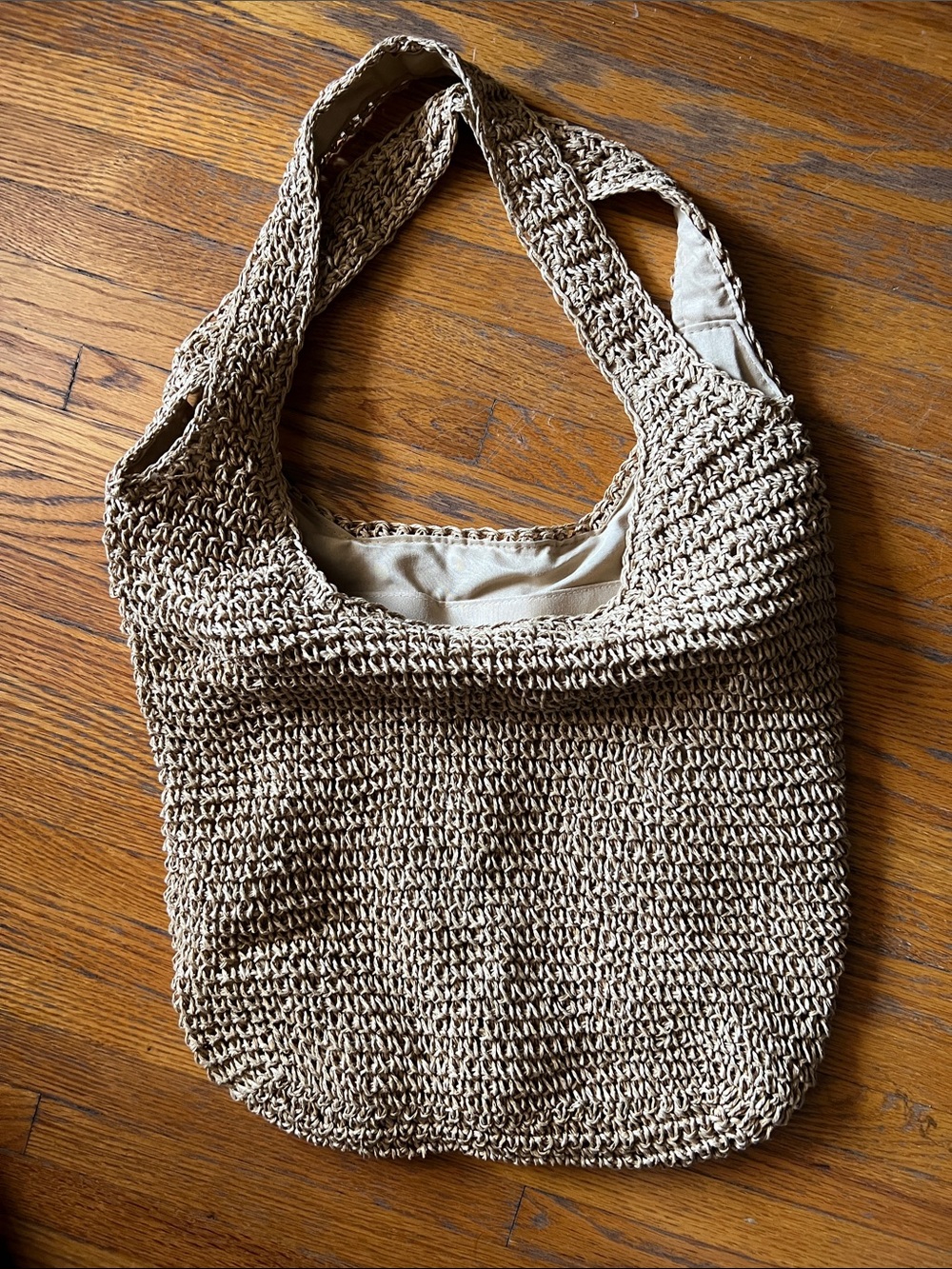 Light Brown Woven Tote Bag - Casual Everyday Handbag - Picture 5 of 5